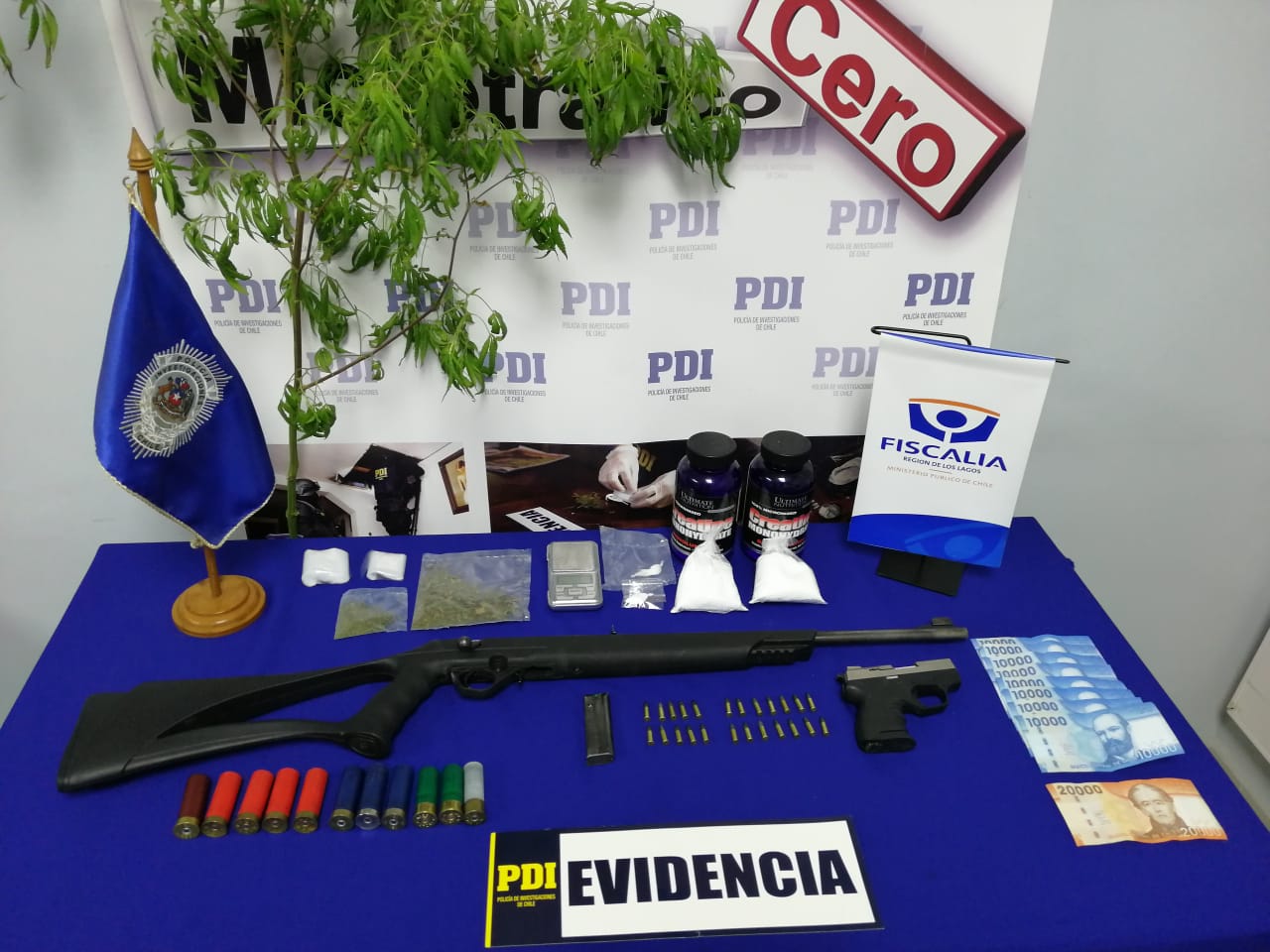 PDI detiene a 3 personas por tráfico de drogas y porte de armas en Ancud