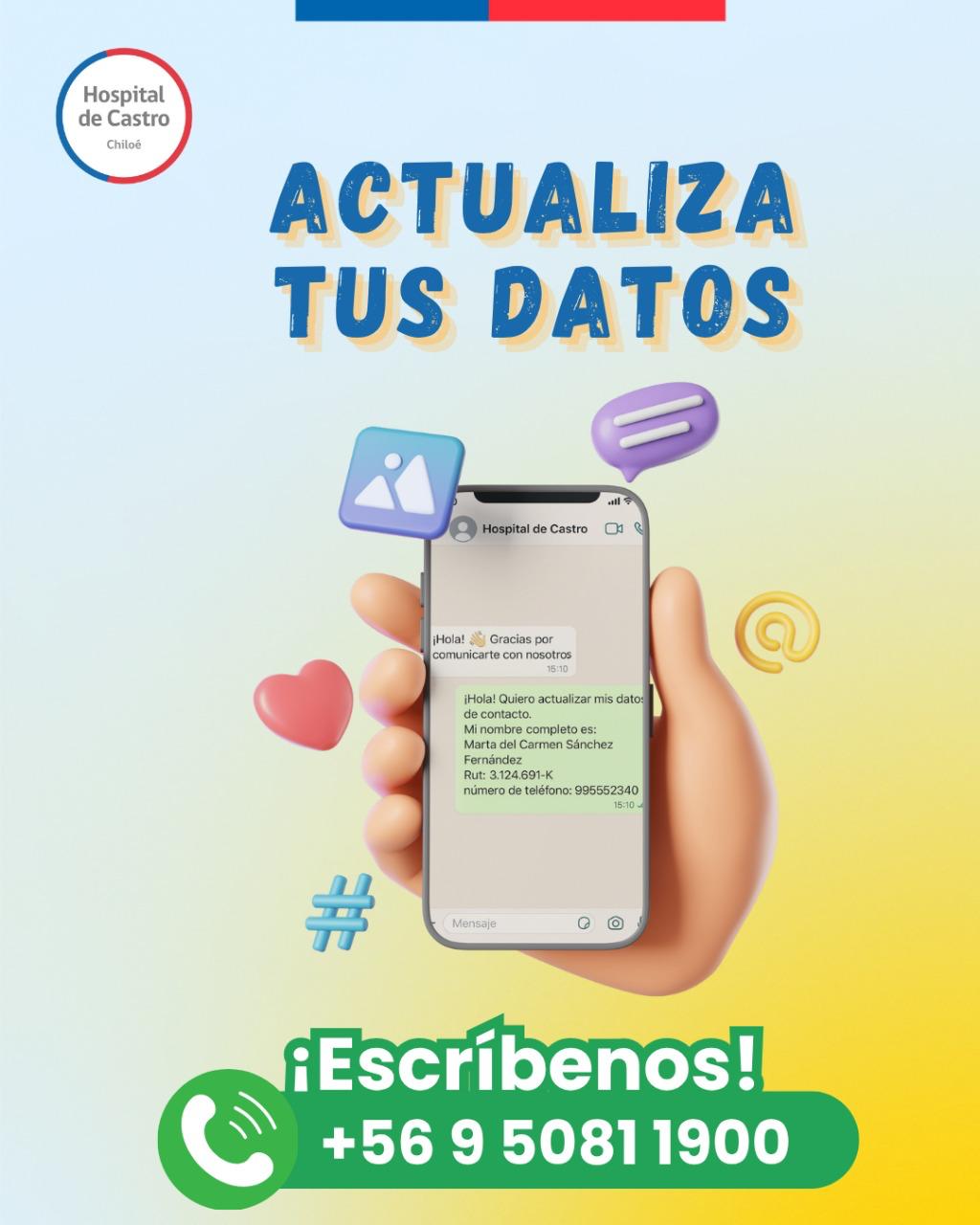 Hospital Base de Castro llama a usuarios a actualizar sus datos de contacto para agilizar atenciones médicas