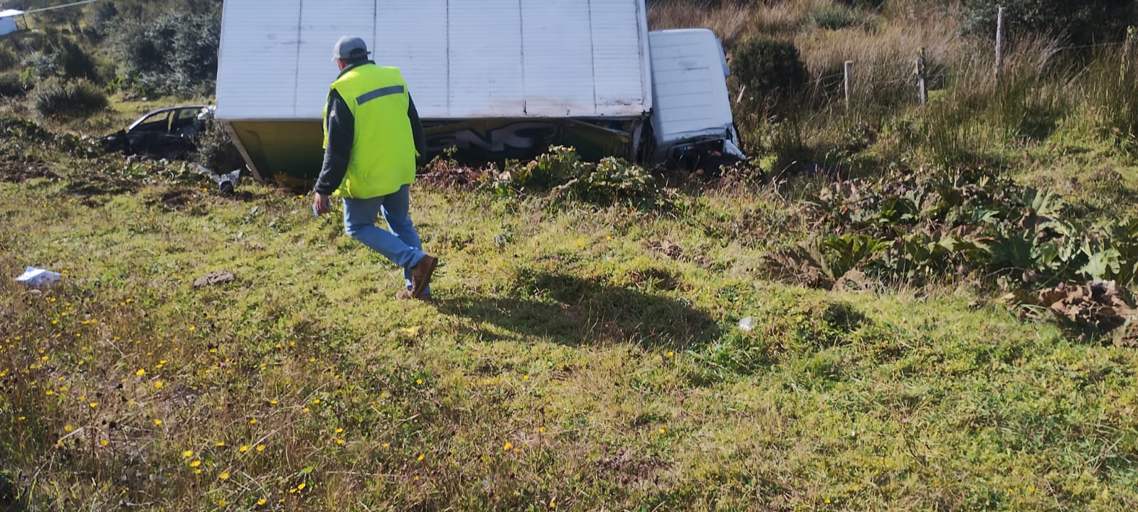 Choque frontal de vehículos en Ruta 5 en Quellón deja un muerto y cuatro heridos graves